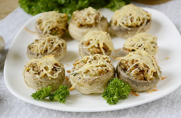 фаршированные грибы в духовке с сыром рецепт фото 9